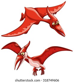 Dos dinosaurios voladores rojos	 ilustración