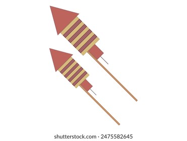 Two red and gold firecrackers or fireworks