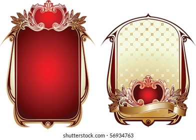 Two Red And Gold Glow Ornate Backgrounds.