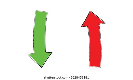 Two red and green arrows on a white background