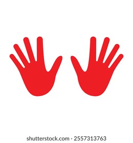 Two Red Hand Print Vector