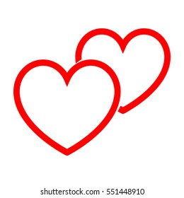 Two red heart. Vector eps. 