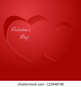 two red hearts 3d day valentine
