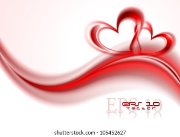 Dos corazones rojos y una onda abstractaResumen. Ilustración vectorial eps 10
