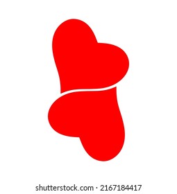 two red hearts engaged with together icon on white background.