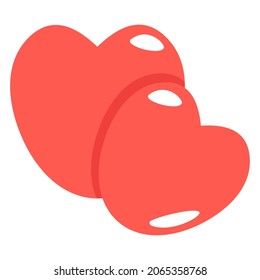 Zwei rote Herzen mit Highlights. Auf weißem Hintergrund. Design für Postkarten, Aufkleber.
Geständnisse der Liebe, des Mitgefühls, der Gefühle. Liebe Beziehung. St. Valentinus. Konzept einer gesunden Beziehung. 