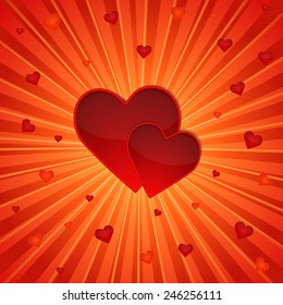 two red hearts illustration background