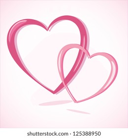 Two red hearts like man and woman. Love symbol. Eps8 vector.