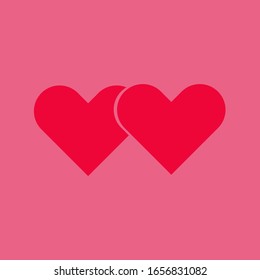 Two red hearts. Love concept.