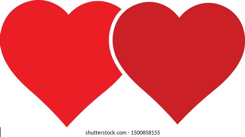 Two Linked Hearts Outline Red Hearts Stock Vector (Royalty Free) 1500858161