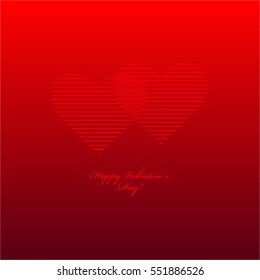 Two red hearts on a red background. Happy Valentine's Day!