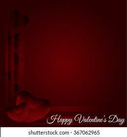 Two red hearts on dark red background