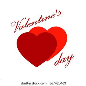 two red hearts on transparent background, Valentines day, vector