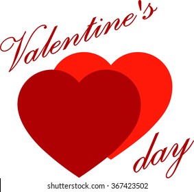 two red hearts on transparent background, Valentines day, vector