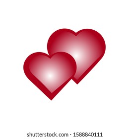 Two red  hearts on white background.Valentines day. Vector illustration