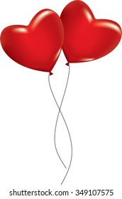 Two red hearts on white background. Vector illustration