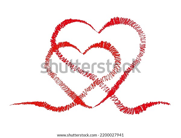 Two Red Hearts One Inside Other Stock Vector Royalty Free 2200027941