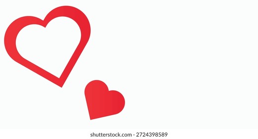 Dos corazones rojos, un contorno y uno sólido, flotante