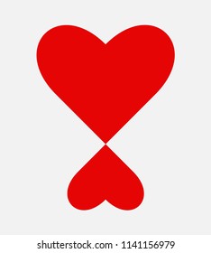 Two red hearts. Reflection of hearts. Love icon. Design element. Vector EPS 10