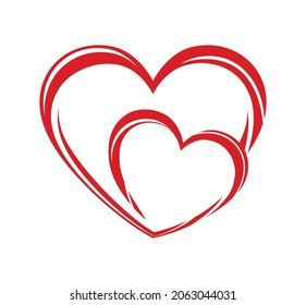 Two red hearts twisted together.Abstract vector silhouette heart shape love symbol.Frame.Border.Valentine's day.Wedding cards.Decoration.Vinyl wall sticker decal.Cricut.Plotter Laser Cut.DIY.Christmas