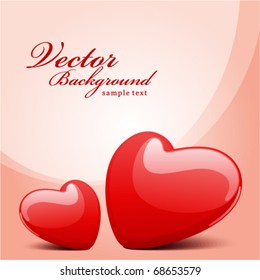 Two red hearts Valentine's day vector background