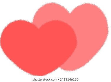 Two red hearts, vector. Illustration for card, valentine, invitation, design, decoration, print.