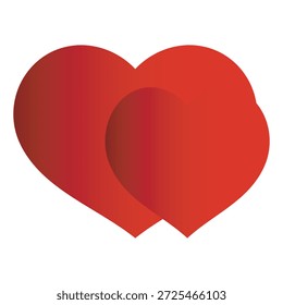 Ilustración vectorial de dos corazones rojos que simboliza el amor y el romance