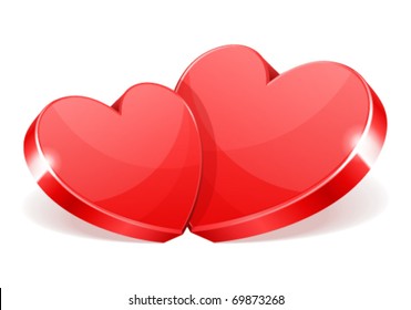 Two red hearts vector illustration as design element