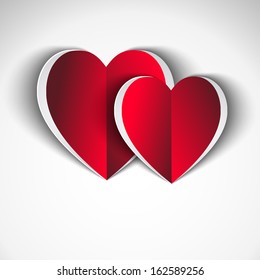 two red Hearts white shadow effect