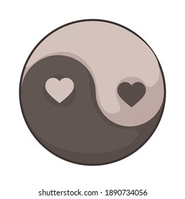 Two red hearts in yin yang symbol. For congratulations on Valentine's day