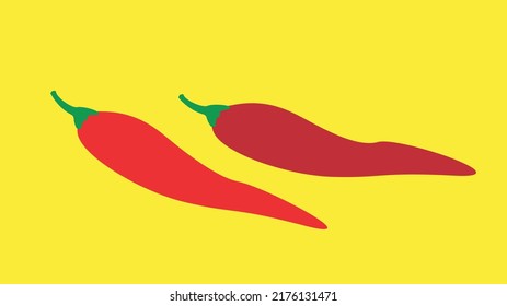 Two red hot chili peppers, illustration