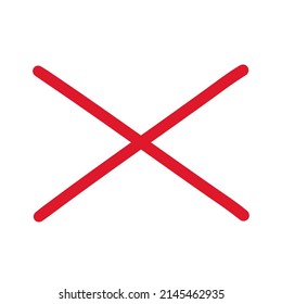 Two Red Intersecting Vector Lines. Tic - tac - toe . Rejected signage