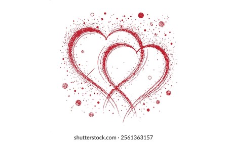 Two red, intertwined hearts with a textured splatter design, symbolizing love and unity. Perfect for Valentine’s Day, romantic celebrations, or decorative projects