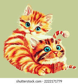 Two red kittens playing with each other