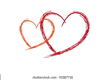 Two Red love heats symbol of Valentine day