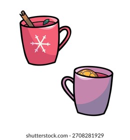 Zwei rote Becher mit Glühwein
