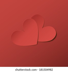 Two red paper hearts. Eps10