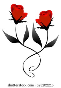 Two red roses, element of design.