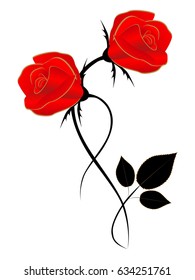 Two red roses, element of design.