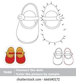 Two Red shoes. Dot to dot educational game for kids.