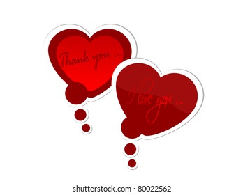 Two red stickers heart shaped