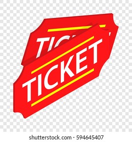 Two red tickets isometric icon 3d on a transparent background vector illustration