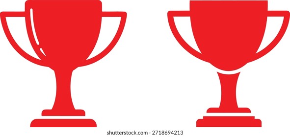 Two Red Trophy Icons - Achievement, Winner, Success, Competition Concept