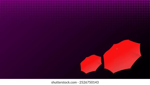 Dos paraguas rojos en el fondo oscuro