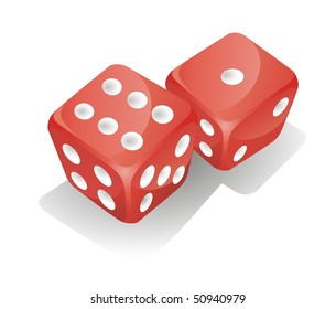 two red vector dice