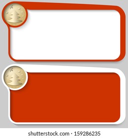 two red vector text box and golden Christmas motif