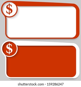 two red vector text box and dollar sign