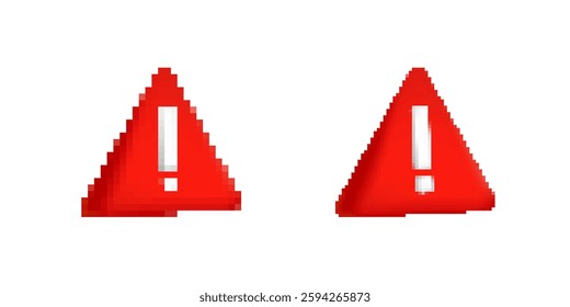 Two red warning triangles with white exclamation marks, symbolizing alert or caution in a digital form.