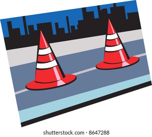 two red and white striped dividers	