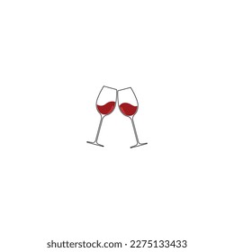 Dos gafas de vino tinto animando gráficos vectoriales